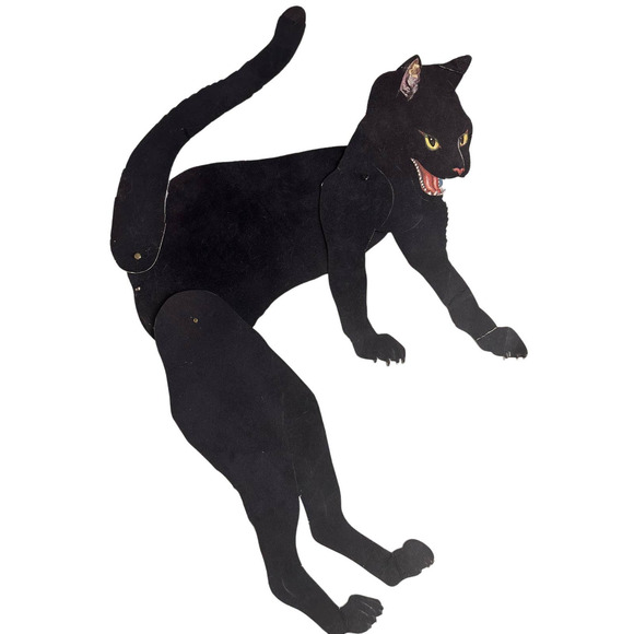 unbranded Wall Decor Vintage Die Cut Black Cat Velvet Cut Out Rare